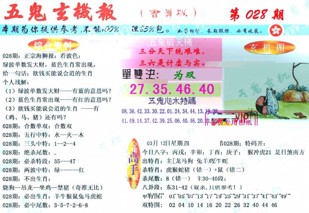 028期新五鬼玄机[图]