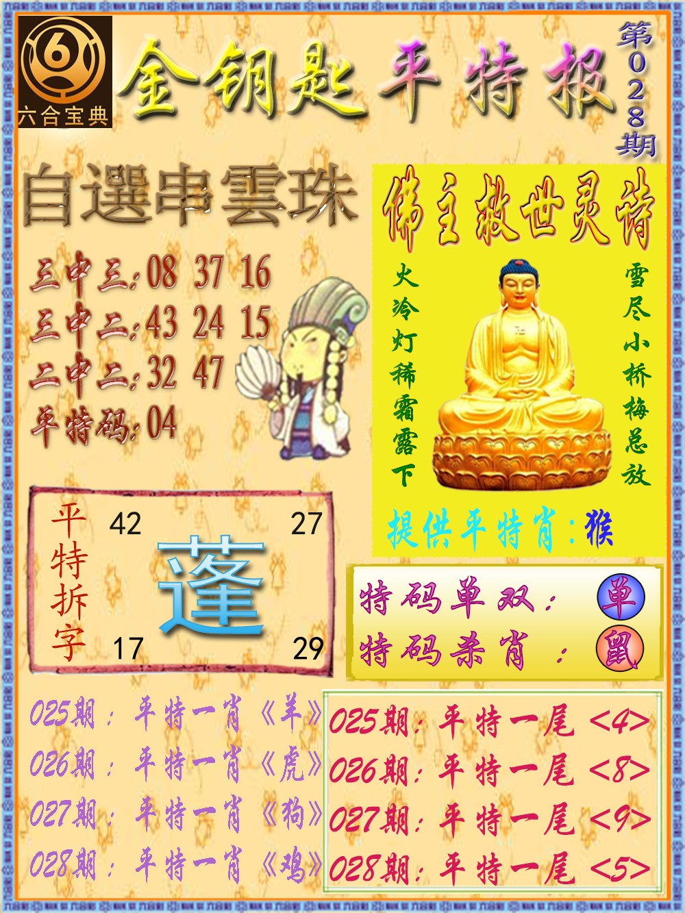 028期金钥匙平特报[图]