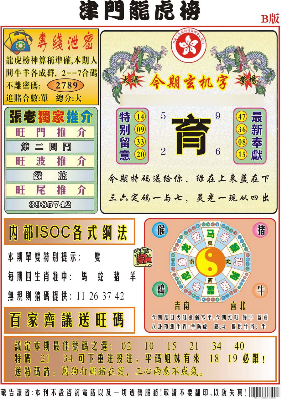 028期津门龙虎榜B[图]